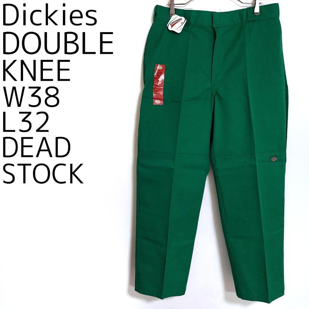 W38 ディッキーズ ダブルニー チノパン ワイドスラックス カラーパンツ 緑