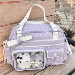 ゆめかわ♡全5カラー ドット柄編み上げリボン痛バッグ bag31 ゆめかわ♡全5カラー ドット柄編み上げリボン痛バッグ bag31