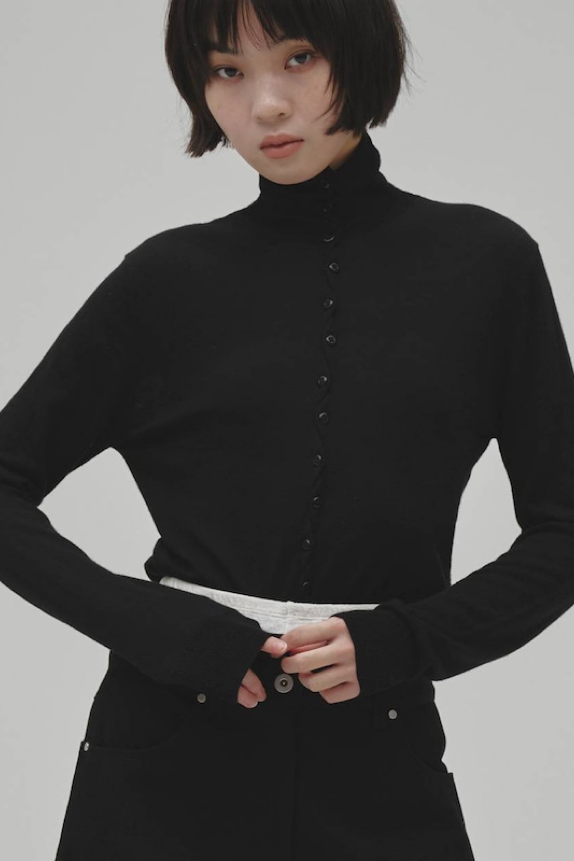 TODAYFUL Turtleneck Button Knit タートルネックボタンニット Black