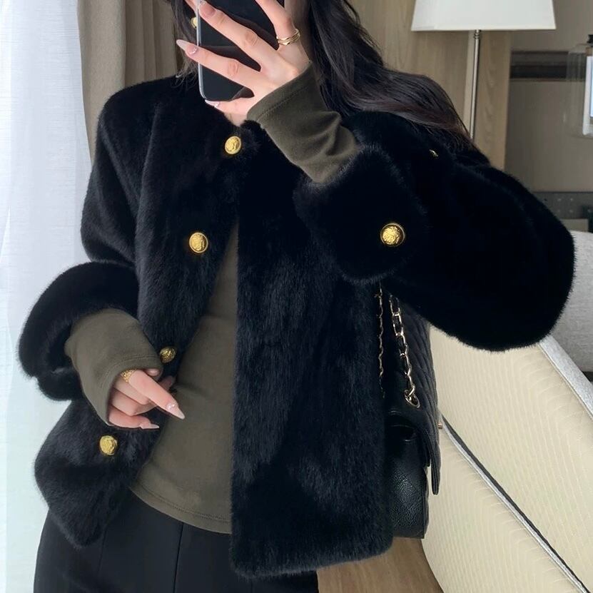 金ボタン フロント 腰丈 ノーカラージャケット YH9723