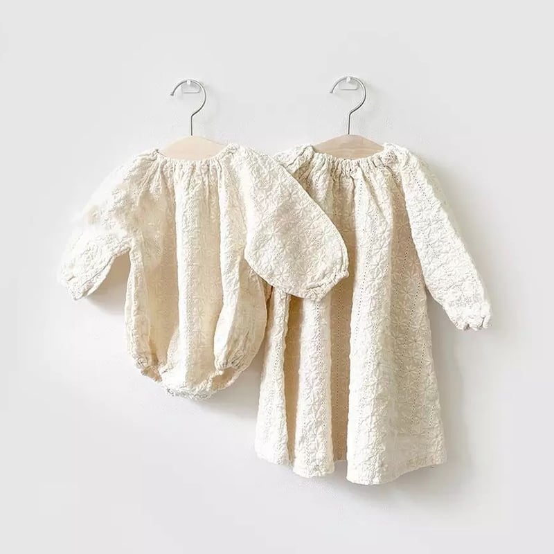 【即納】総レース刺繍ロンパース/ ワンピース