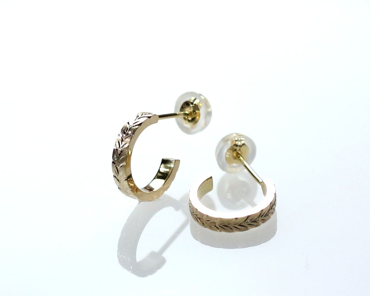 身に着ける芸術品】K18 イタリア製透かし彫り ピアス アクセサリー 