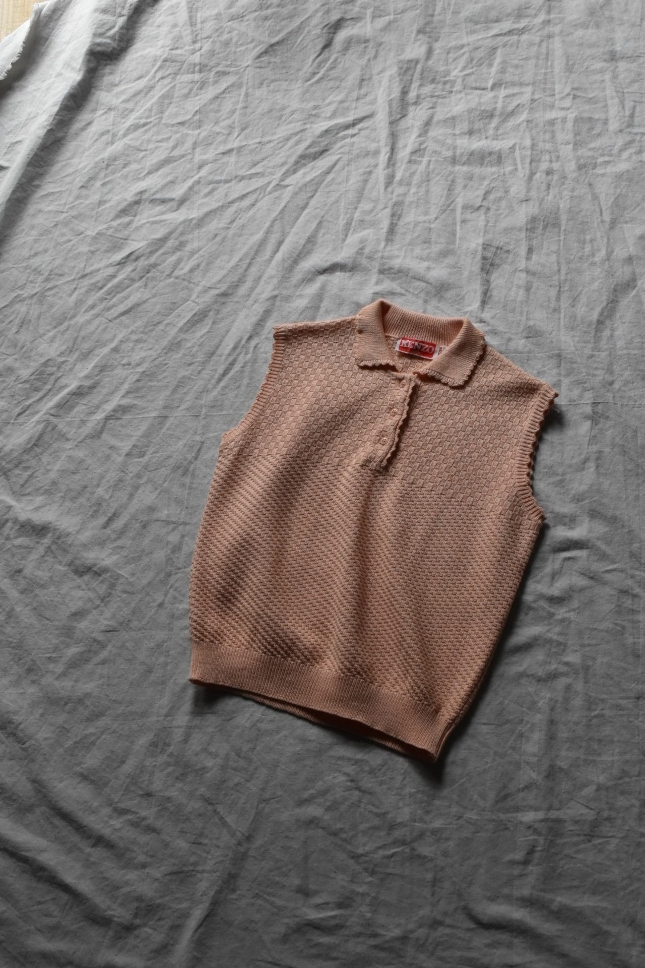 "KENZO" 1982 Cotton acrylic knit vest