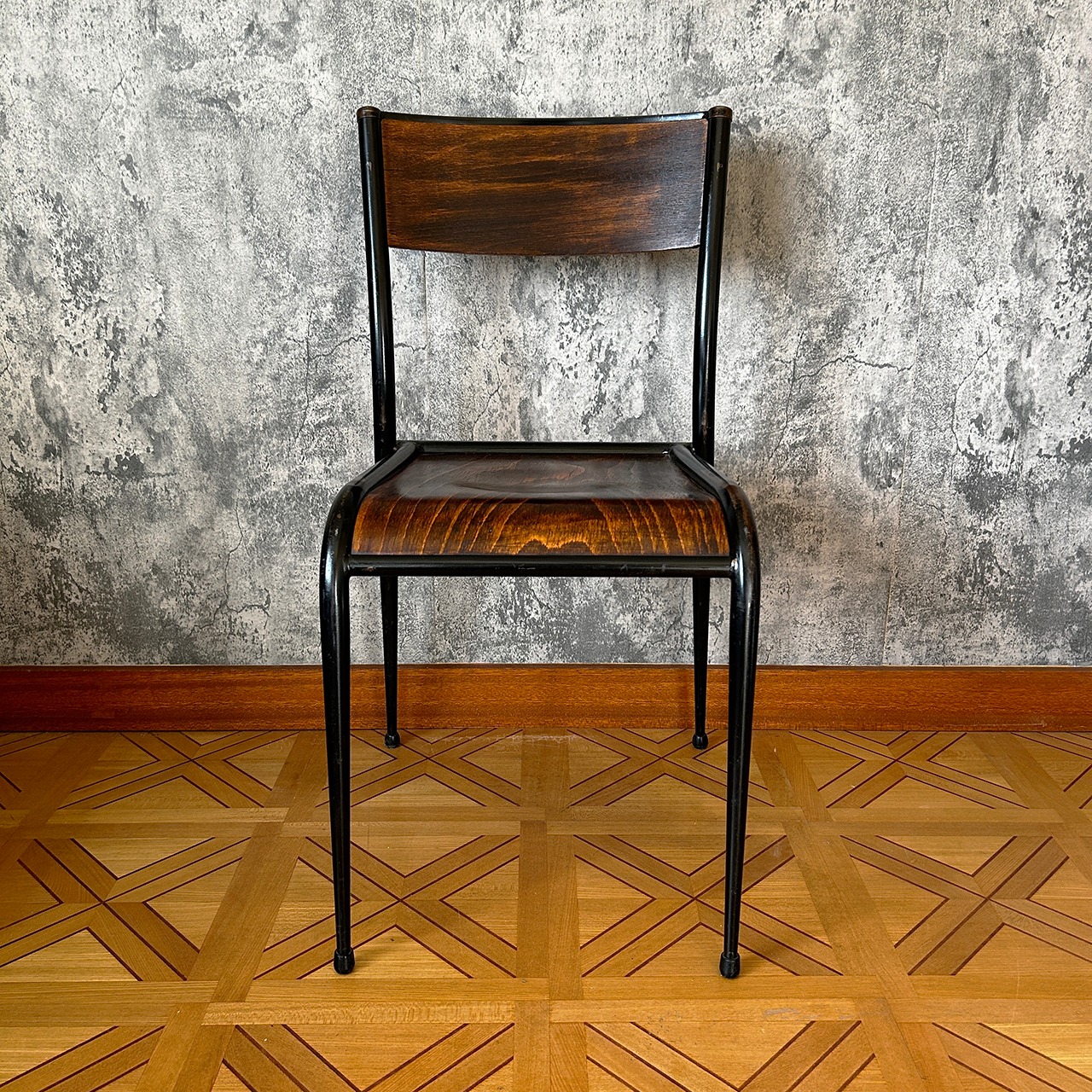 50's Vintage French Industrial School Chair #2 Used 中古 リペア済