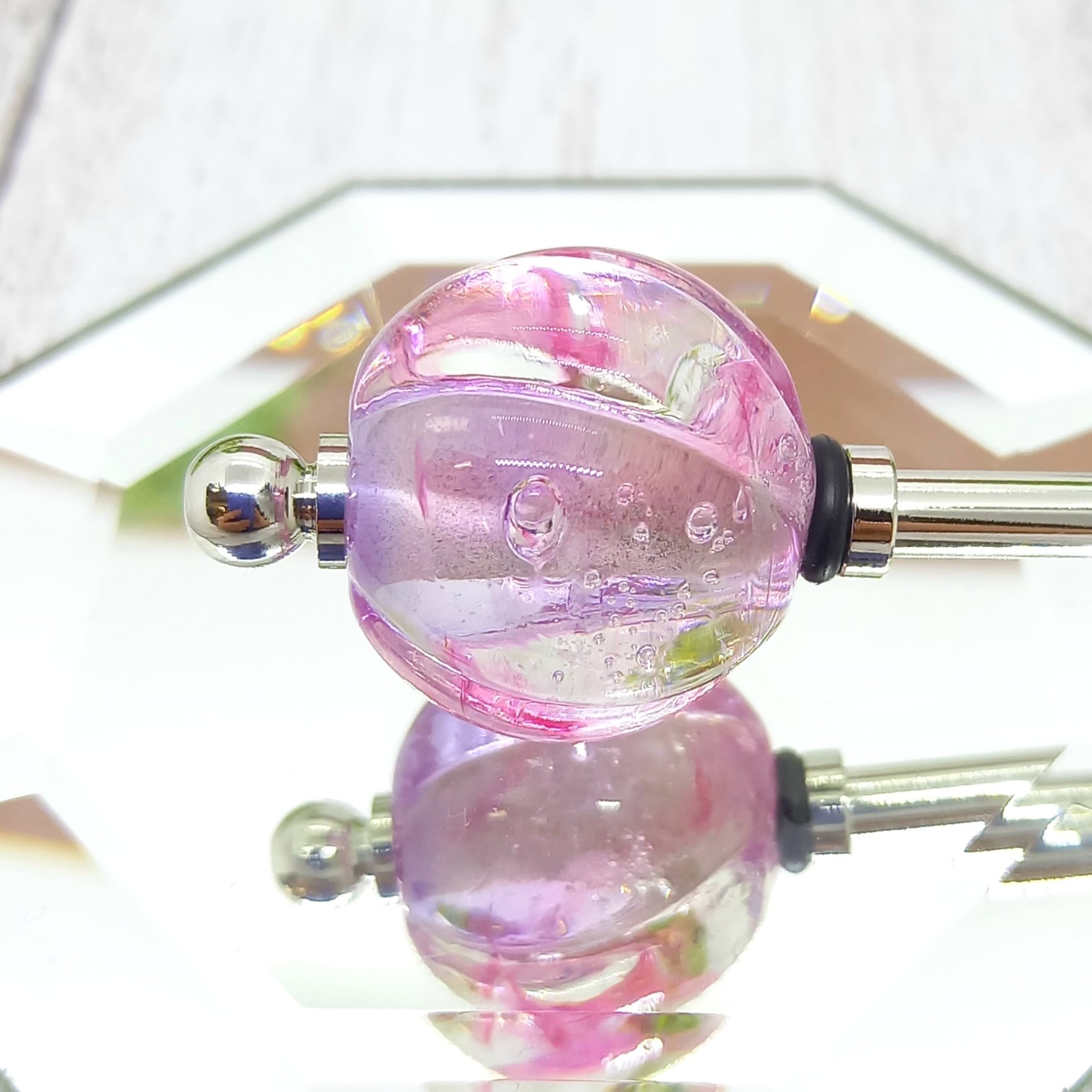 氷の雫とんぼ玉・簪 ～撫子