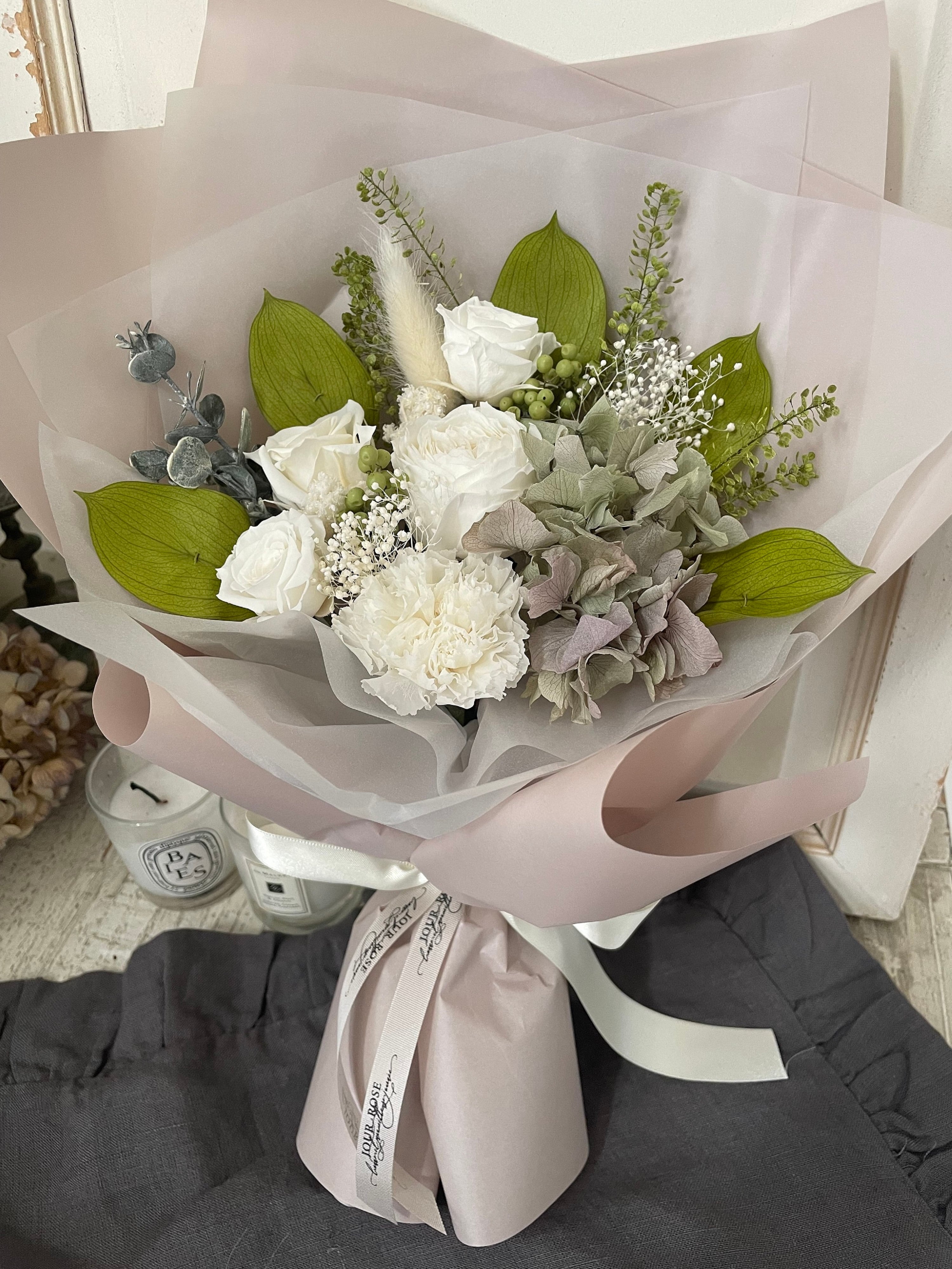 ensemble」アンサンブル 5色 紫陽花とバラのブーケ プリザーブド