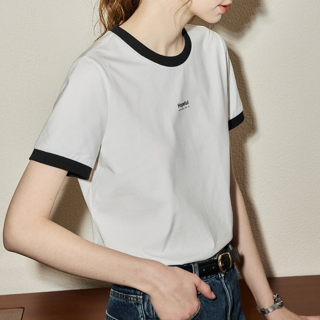 contrast trim cooling short sleeve t-shirt