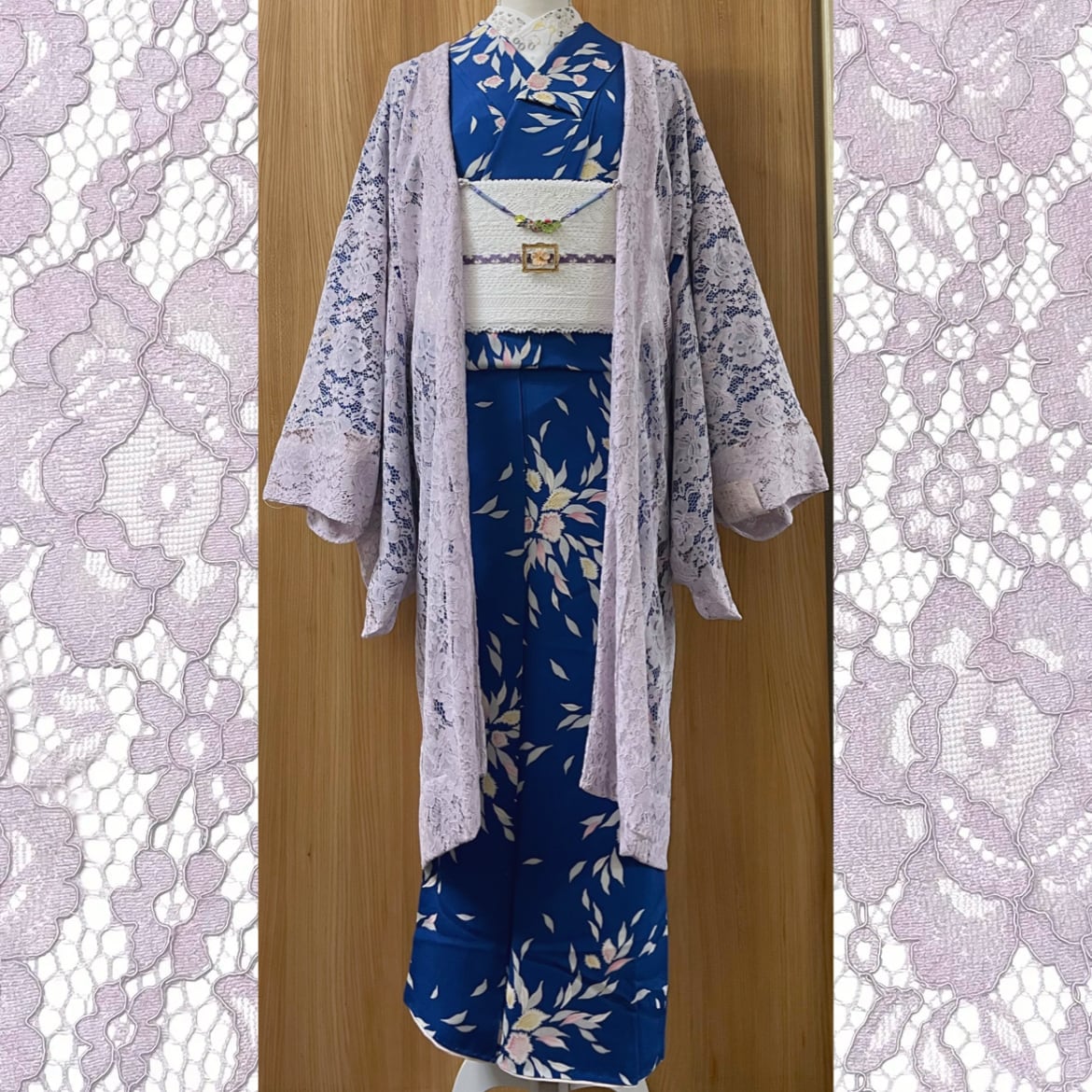 新品】単衣仕立ての総レース羽織り(藤色) | きもの楸堂-kisasagedo-