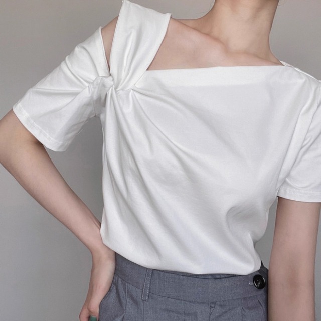 Asymmetry off shoulder T-shirt A1491