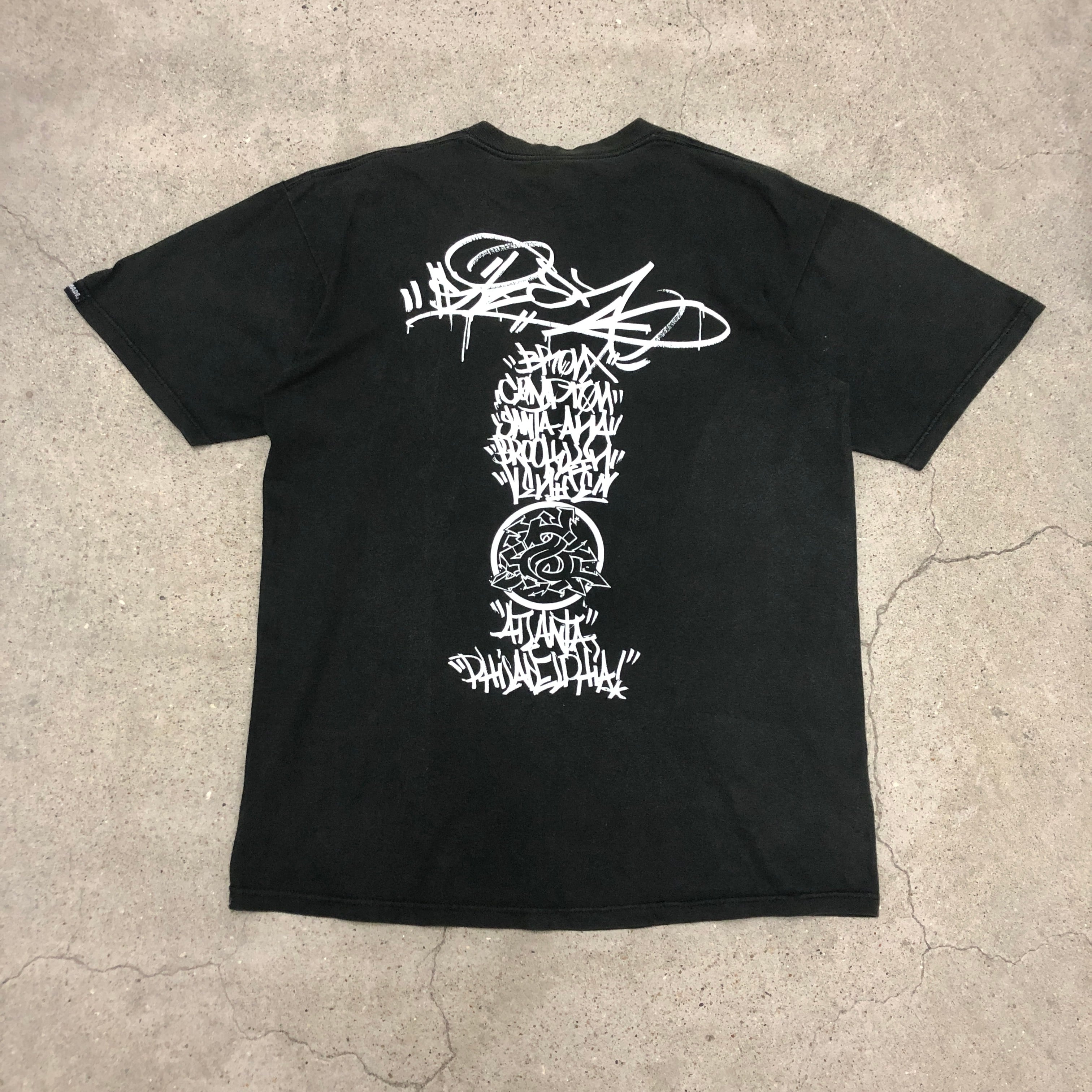 ビンテージ STUSSY ステューシー 黒 カラー スカル 髑髏 Tシャツ 希少 