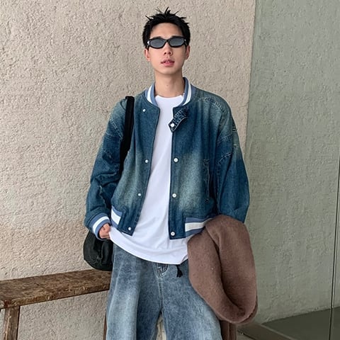 予約販売】ブルゾン デニム MA-1 アウター アーミー ジップアップ