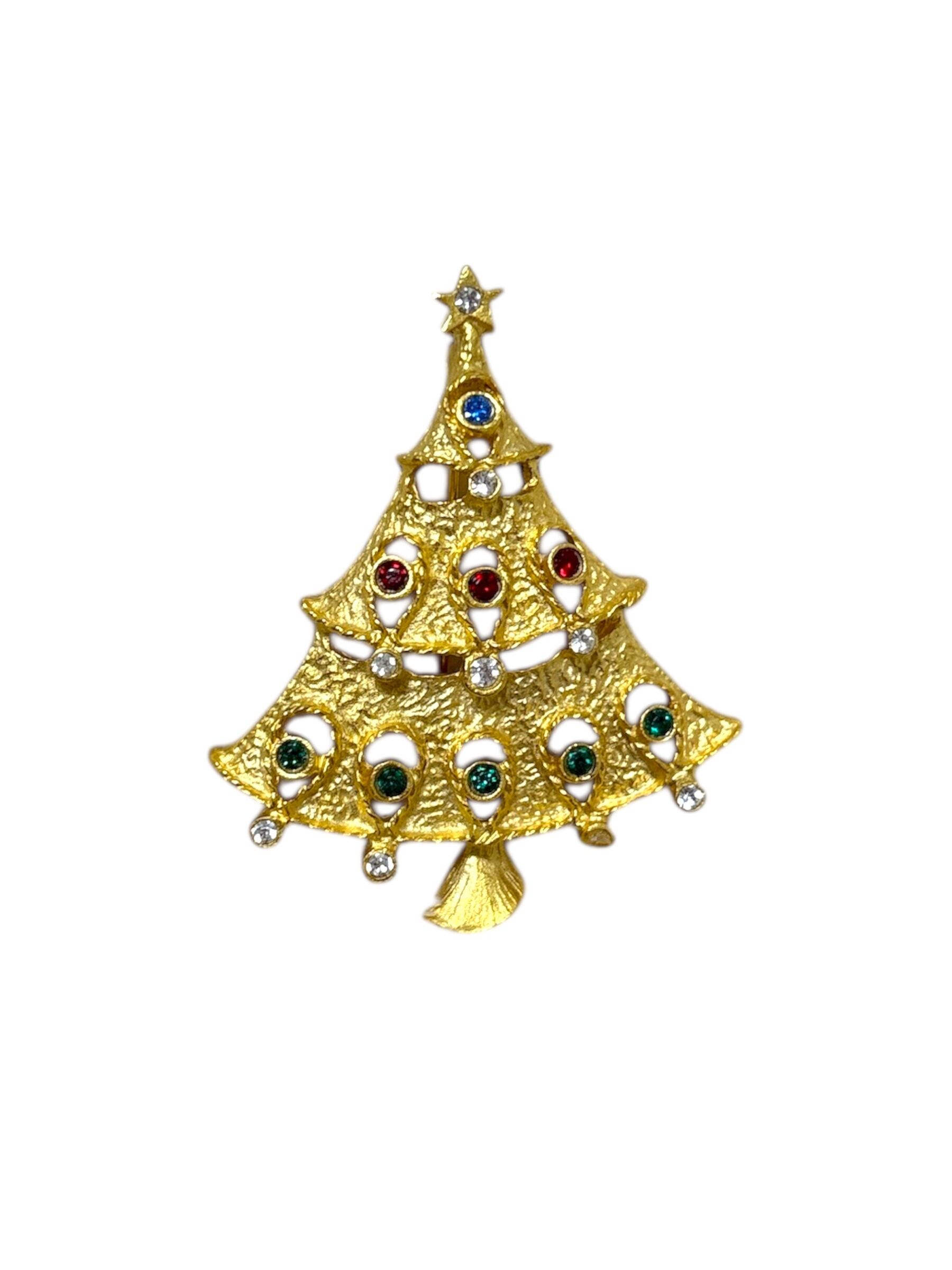USA WEISS ヴィンテージブローチ Xmas Tree 5Candles Weiss Christmas Tree Brooch