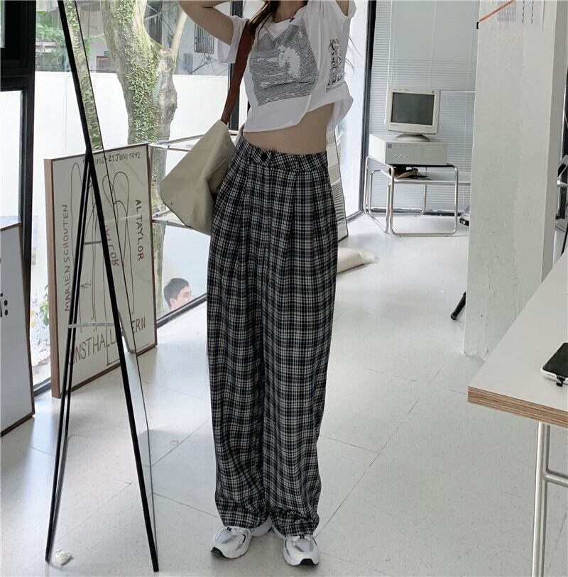 薄手カジュアルパンツ サマーハイウェストウェストスリムルーズ 夏物 モンロー42366595736