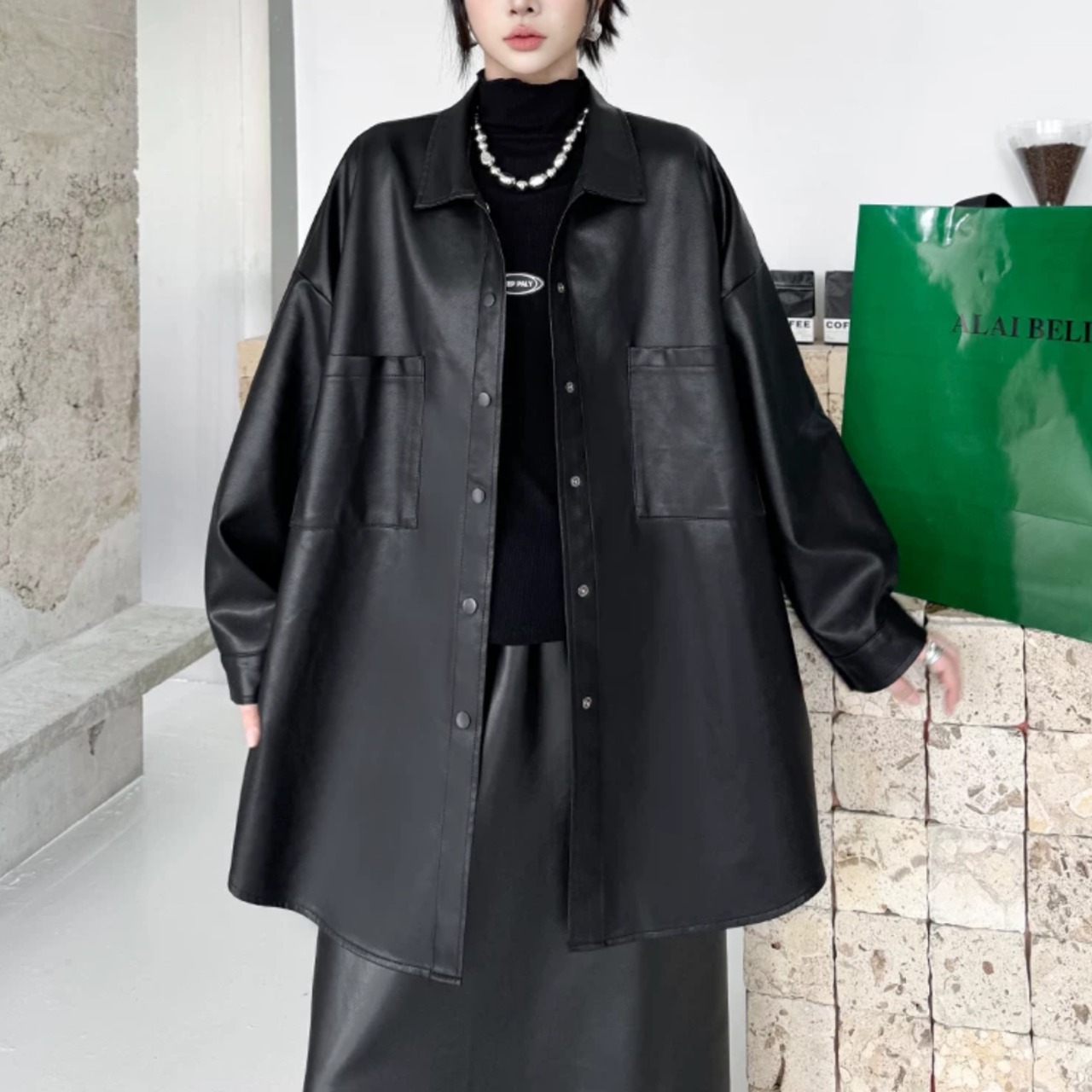 PU leather shirt (ME469)