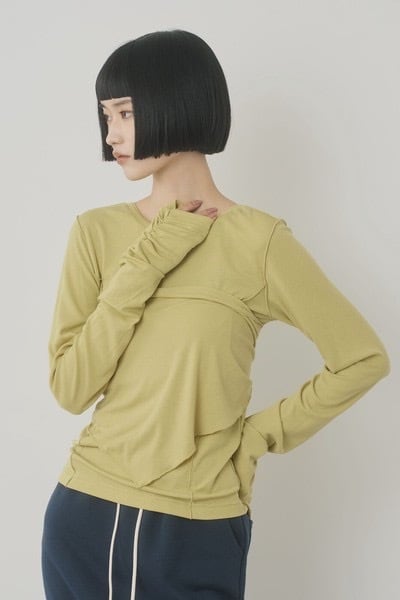Lettuce Edge Long-Sleeve Top メローインナーロングカットソー Yellow