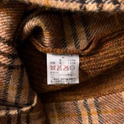 Karl Helmut カールヘルム ヘンリーネック エルボーパッチ 切替チェック ウール セーター M/オレンジブラウン