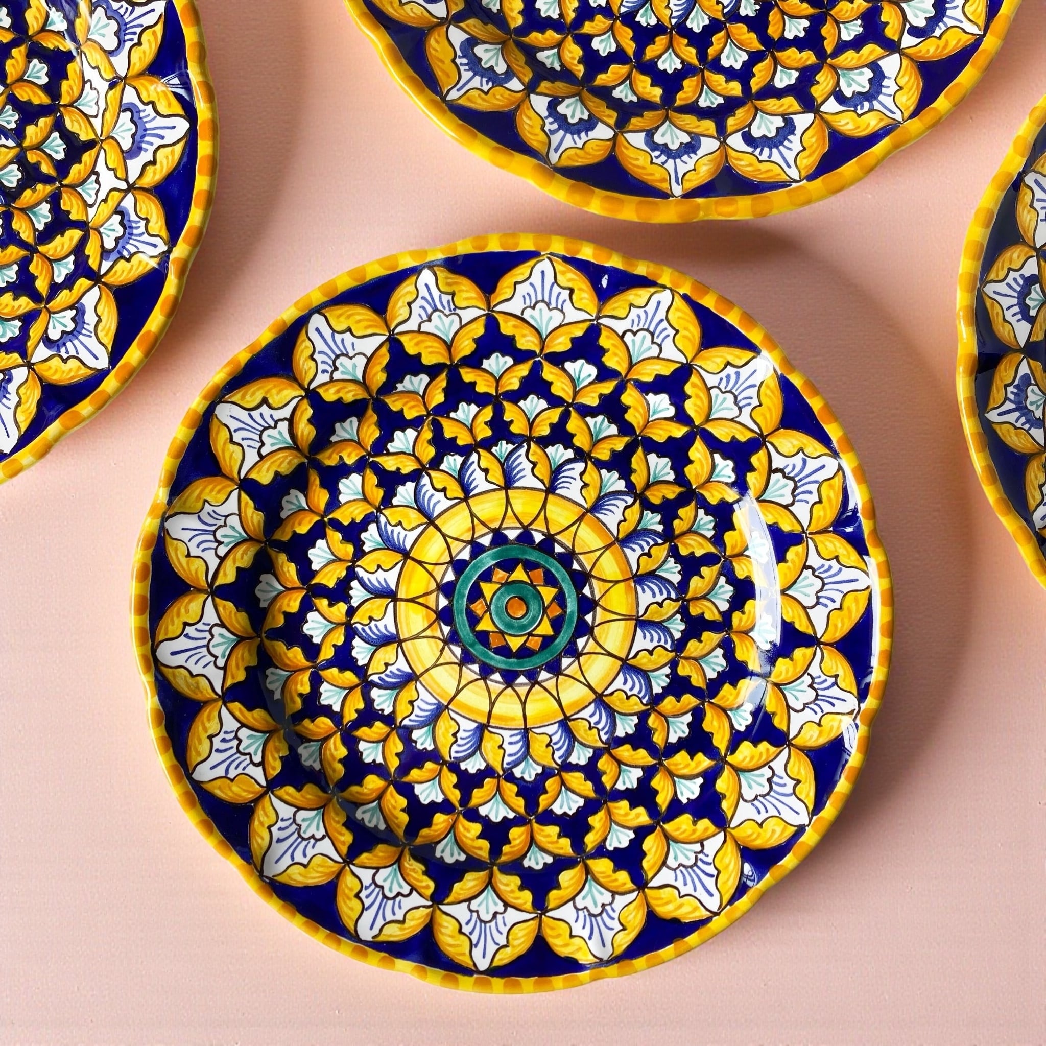 絵皿 26cm GEO048 マヨリカ焼き イタリア陶器 幾何学模様 | イタリア