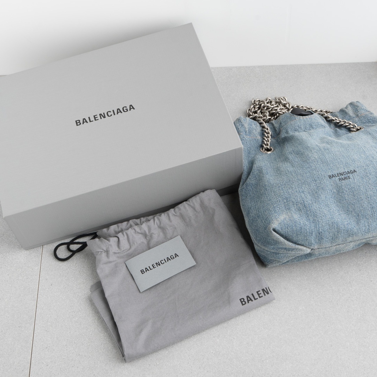 バレンシアガ クラッシュ スモール トートバッグ デニム SS24