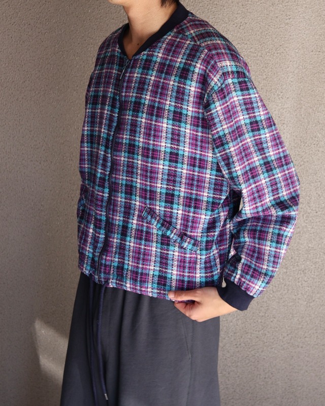 short length check blouson