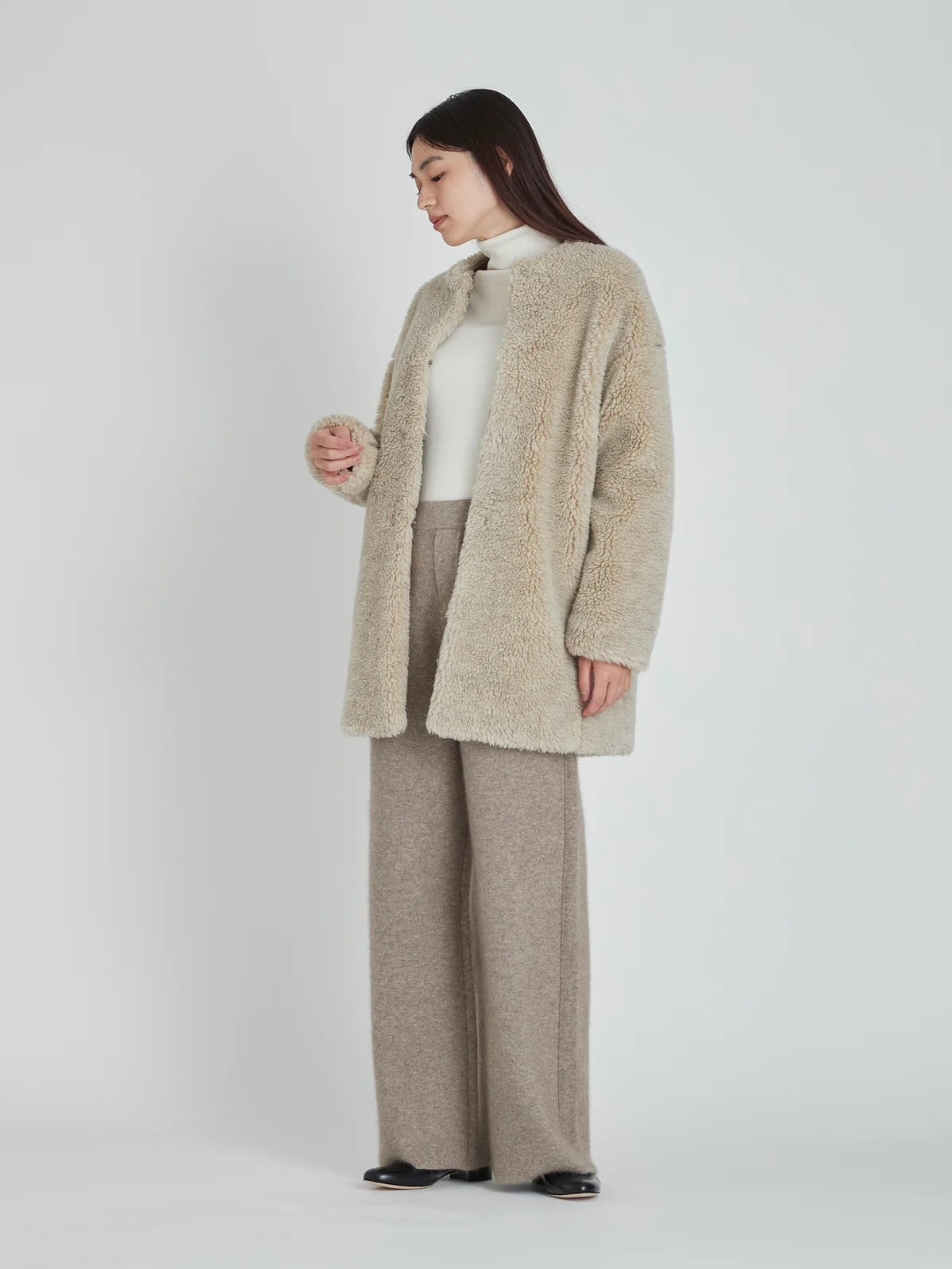 美品✨TICCA ウールファーロングコート グレー AMERICAN RAG CIE（アメリカンラグシー） コート アウター TICCA WOOL