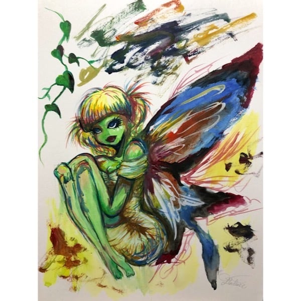 2387/C 手描きイラスト 絵画 肉筆原画 水彩画 涙の女の子 2387/C 手描きイラスト 絵画 肉筆原画 水彩画 涙の女の子 2387/C