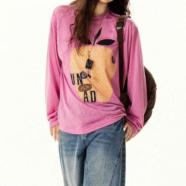 フルーツモチーフリラックスロングスリーブTシャツ 2col R02587