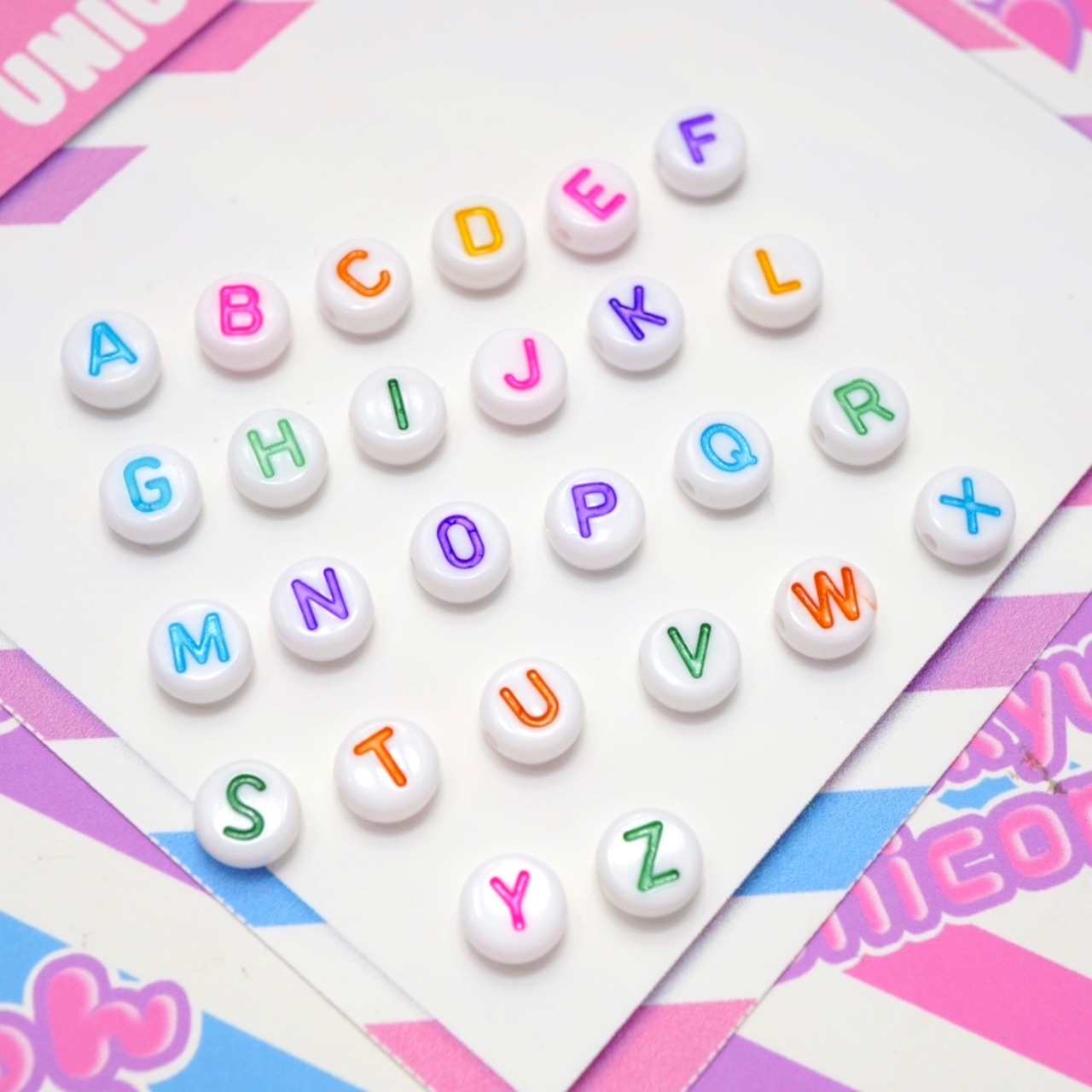 #A001 【12文字】丸アルファベットビーズ <欲しい文字が選べます!>