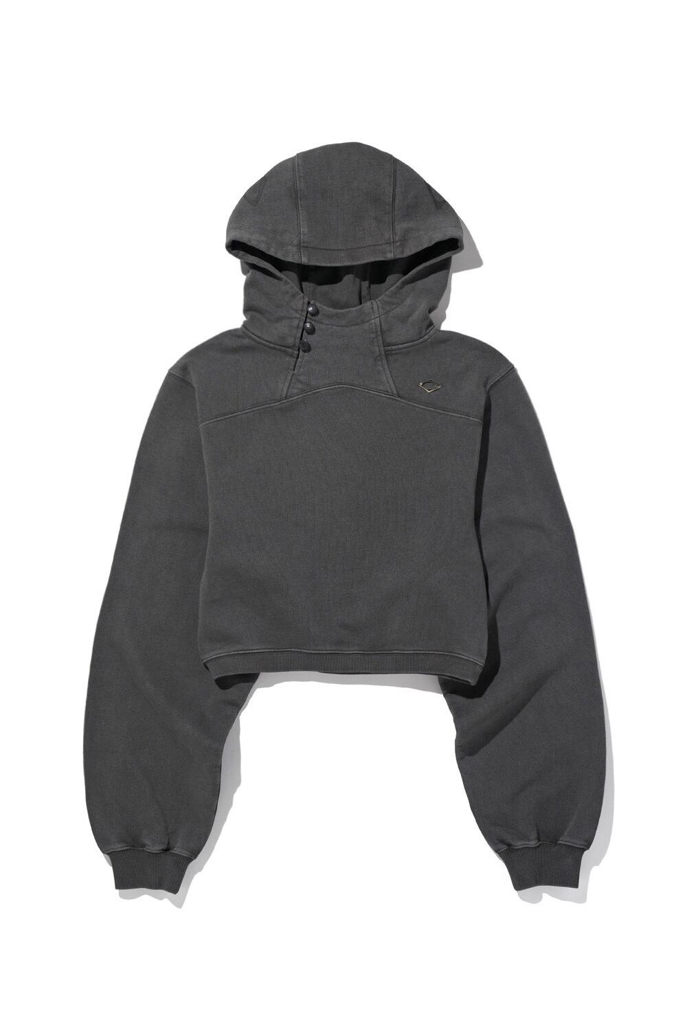 MSCHF] SIDE BUTTON UP CROP HOODIE_WASHED CHARCOAL ミスチーフ 正規 