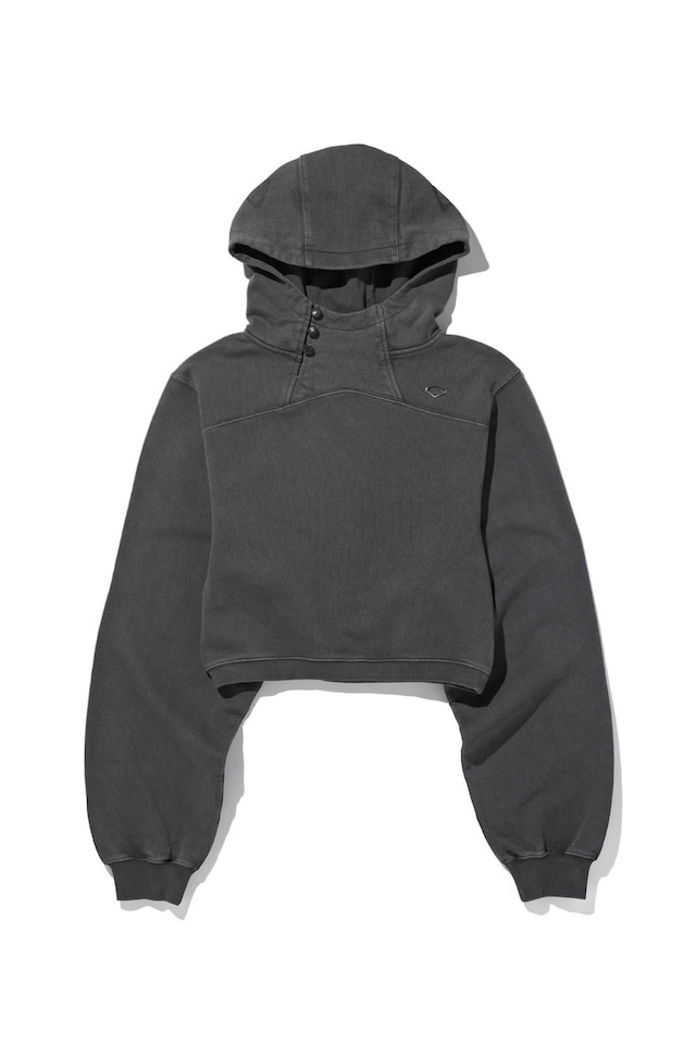 [MSCHF] SIDE BUTTON UP CROP HOODIE_WASHED CHARCOAL ミスチーフ 正規品 韓国ブランド 韓国ファッション 韓国代行 韓国通販 mischief