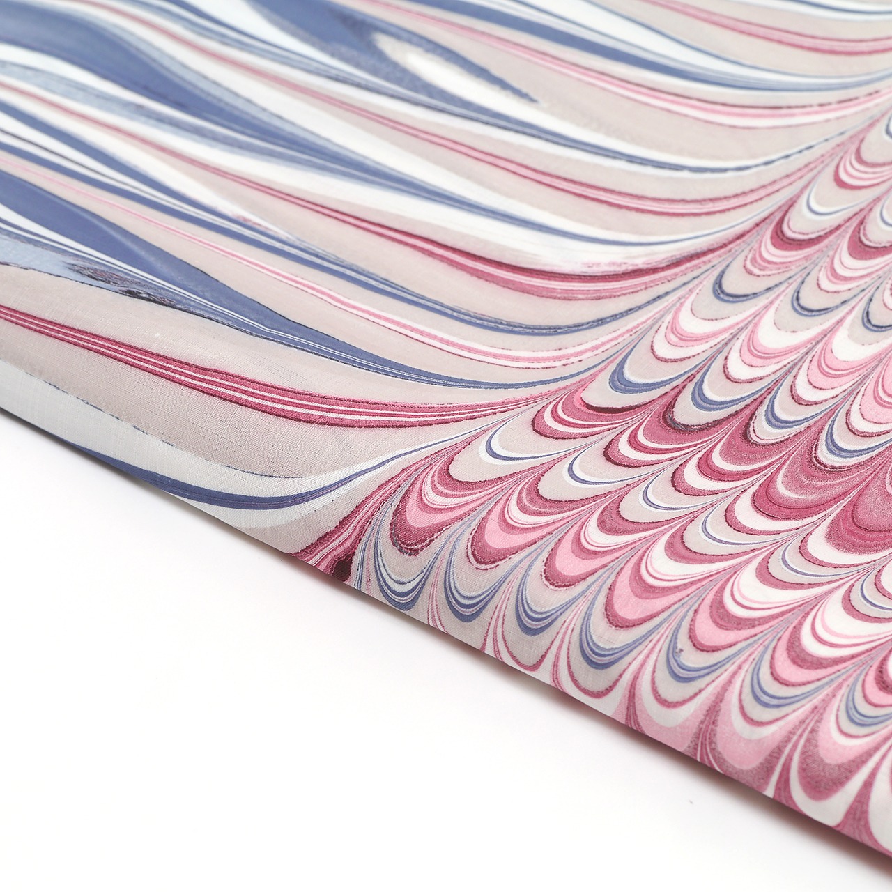 ❤︎suminagashiリバーシブル半巾帯  ハート墨流し［B 露草色×ラズベリーレッド×グレージュ　ゆらぎ×ピーコック］ポイント隠れハート