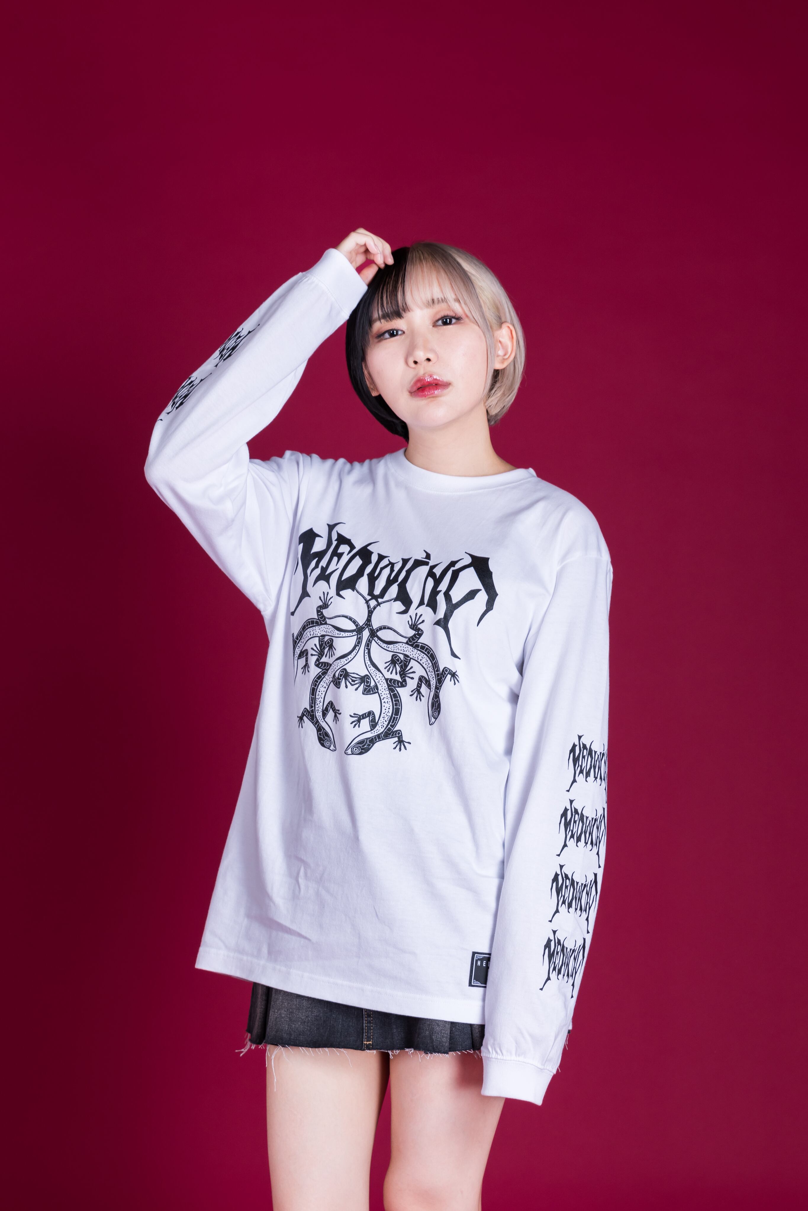 Extreme lizard L/S T-shirt / White | HEDWiNG