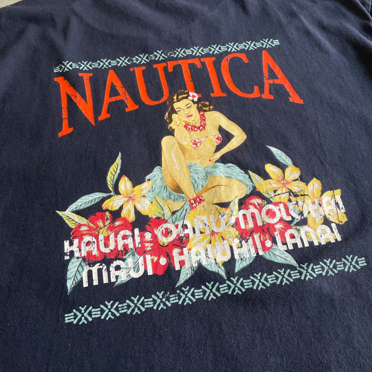 NAUTICA ノーティカ バックプリント 胸ロゴ ポケットTシャツ メンズL 