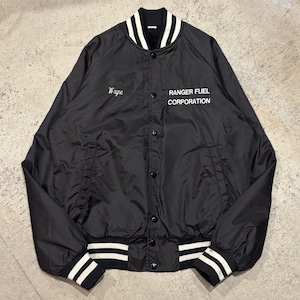 1980s STADIUM JACKET NYLON BLACK USA