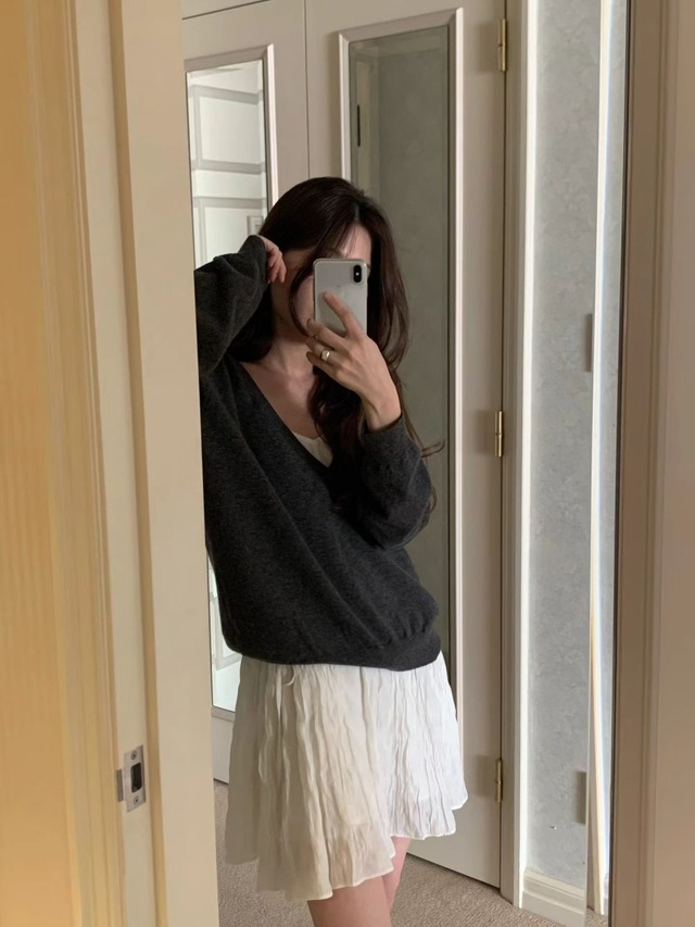 (予約) ounce / If deep v neck knit 3color