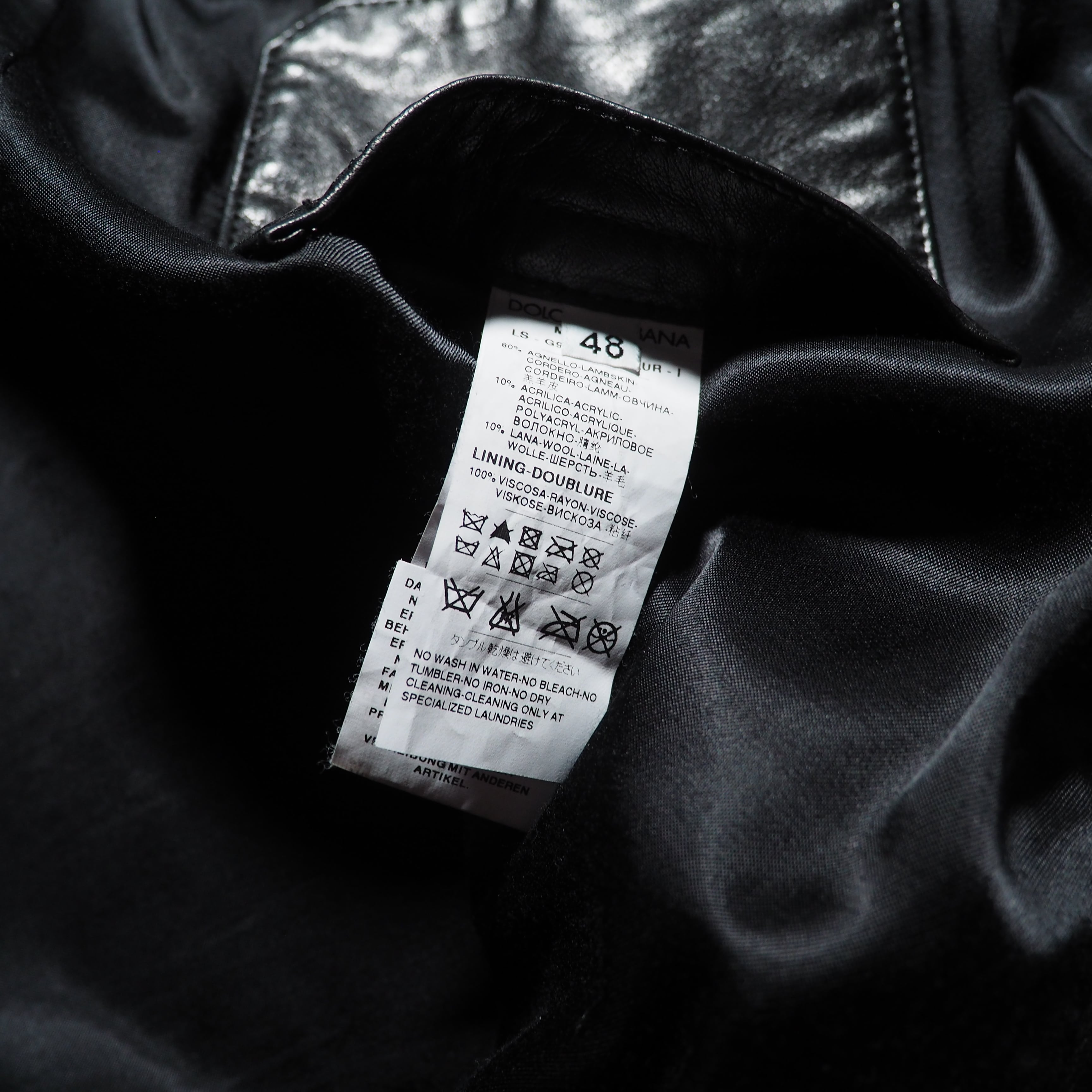 ” Made in Italy - DOLCE&GABBANA ” Special Black Lamb Leather Single Riders Jacket