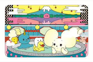 「うごく！ステッカー屋さん」コラボステッカー 【白玉湯・入浴中】