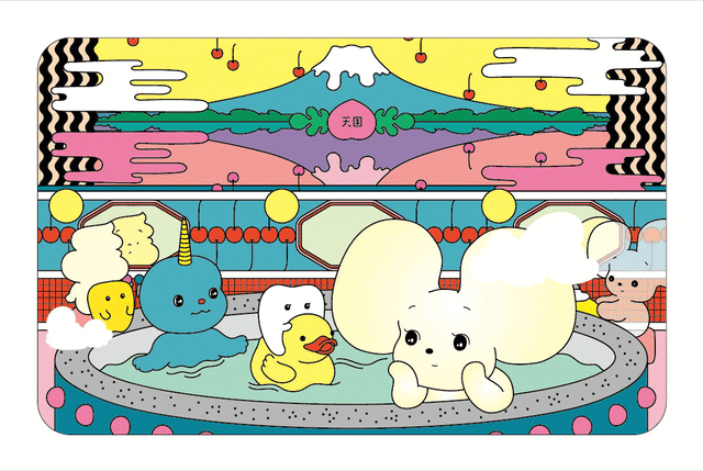 「うごく！ステッカー屋さん」コラボステッカー 【白玉湯・入浴中】
