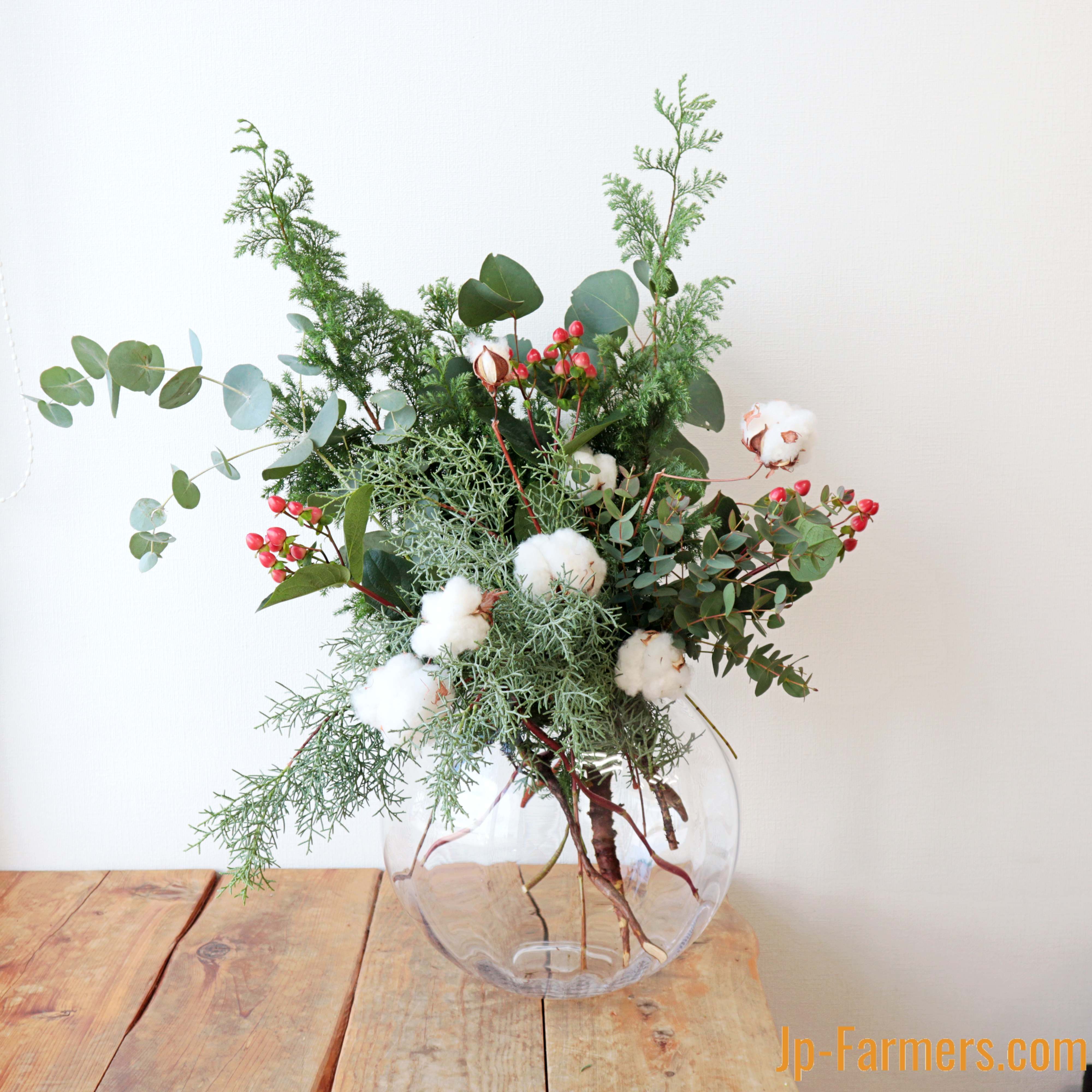 このまま花瓶に飾るだけで まるでクリスマスツリー☆彡な、花材セット