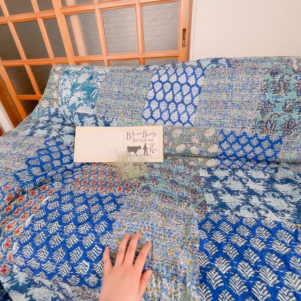 M・SEAブルーパッチワーク(A) | ブロックプリントキルト専門店 KUUP