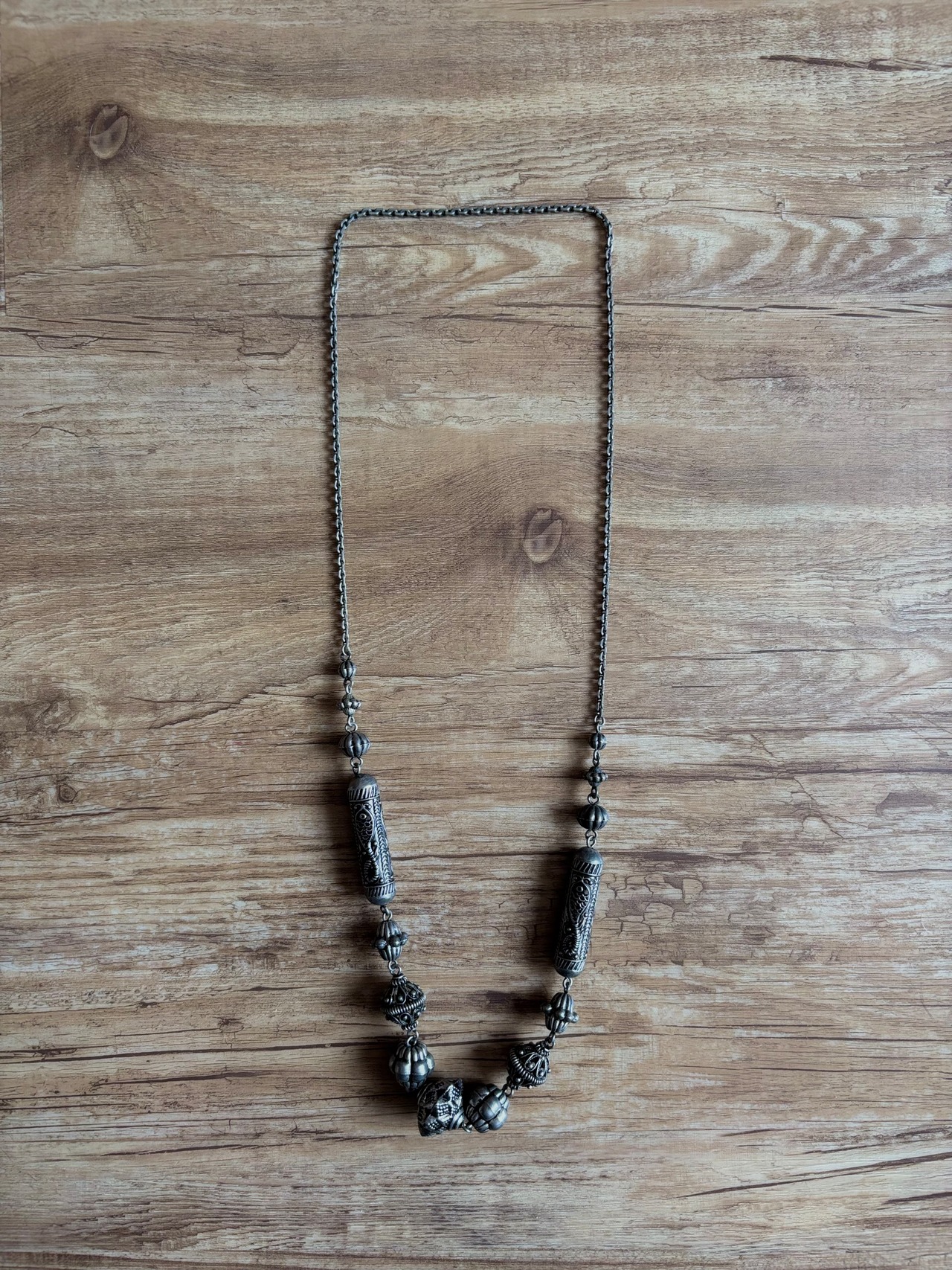 tribal metal long necklace-5147-8