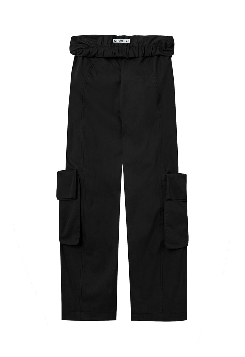 OPEN YY] ROLLED WAIST CARGO PANTS, BLACK 正規品 韓国ブランド 韓国
