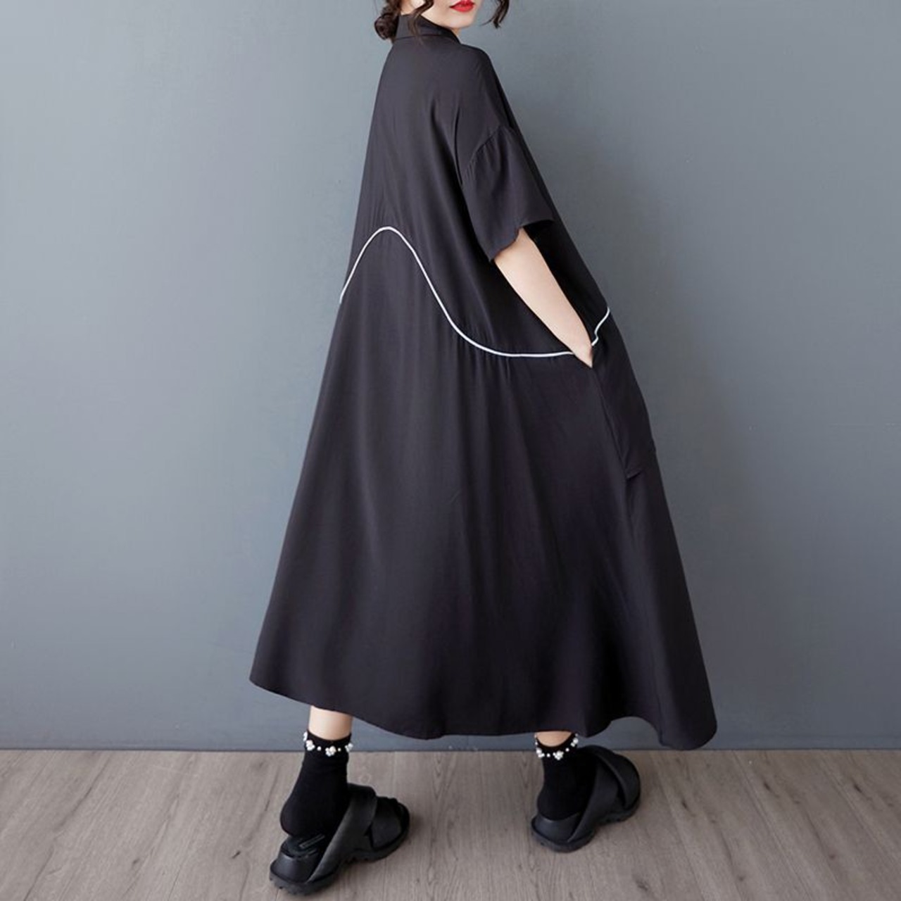 アシンメトリー マルチカラーボタン シャツ  30099