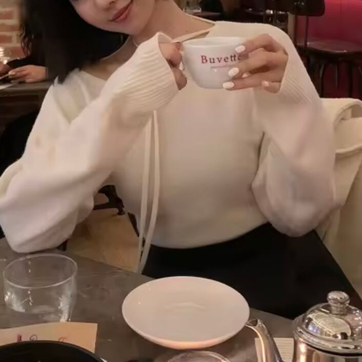 ribbon choker soft knit top