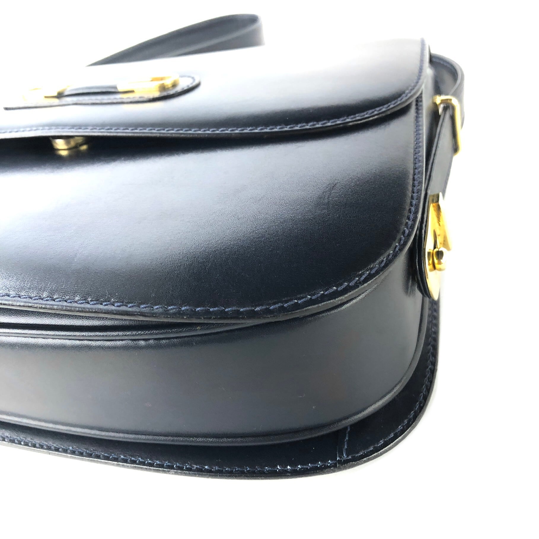 GUCCI グッチ GGモチーフ レザー ショルダーバッグ ネイビー vintage