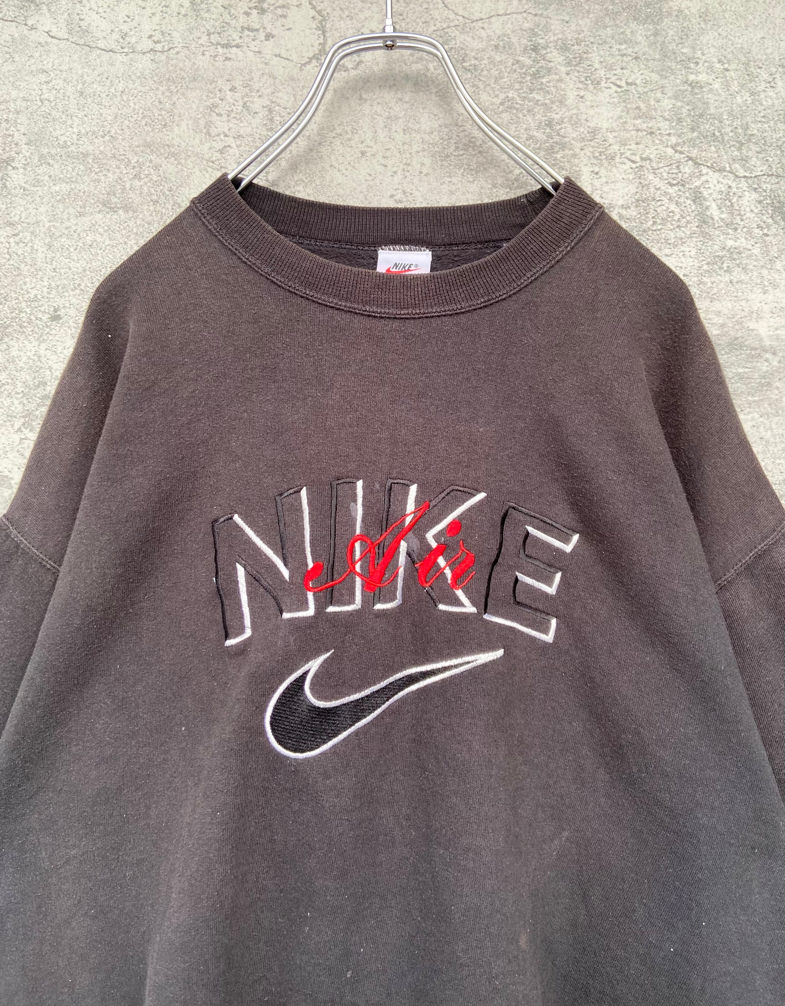 vintage USA製 90s NIKE ナイキ  刺繍 スウェット XL 黒