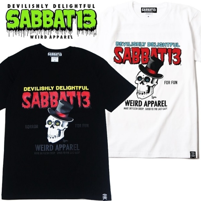 【30%OFF SALE】SABBAT13 / サバトサーティーン / サバト13「TITLE T-sh」Ｔシャツ 黒 ブラック 白 ホワイト 半袖 スカル ドクロ メンズ レディース バックプリント ロック パンク バンド ROCK PUNK フェス wrong city ギフト ラッピング無料 ステージ衣装 Rogia