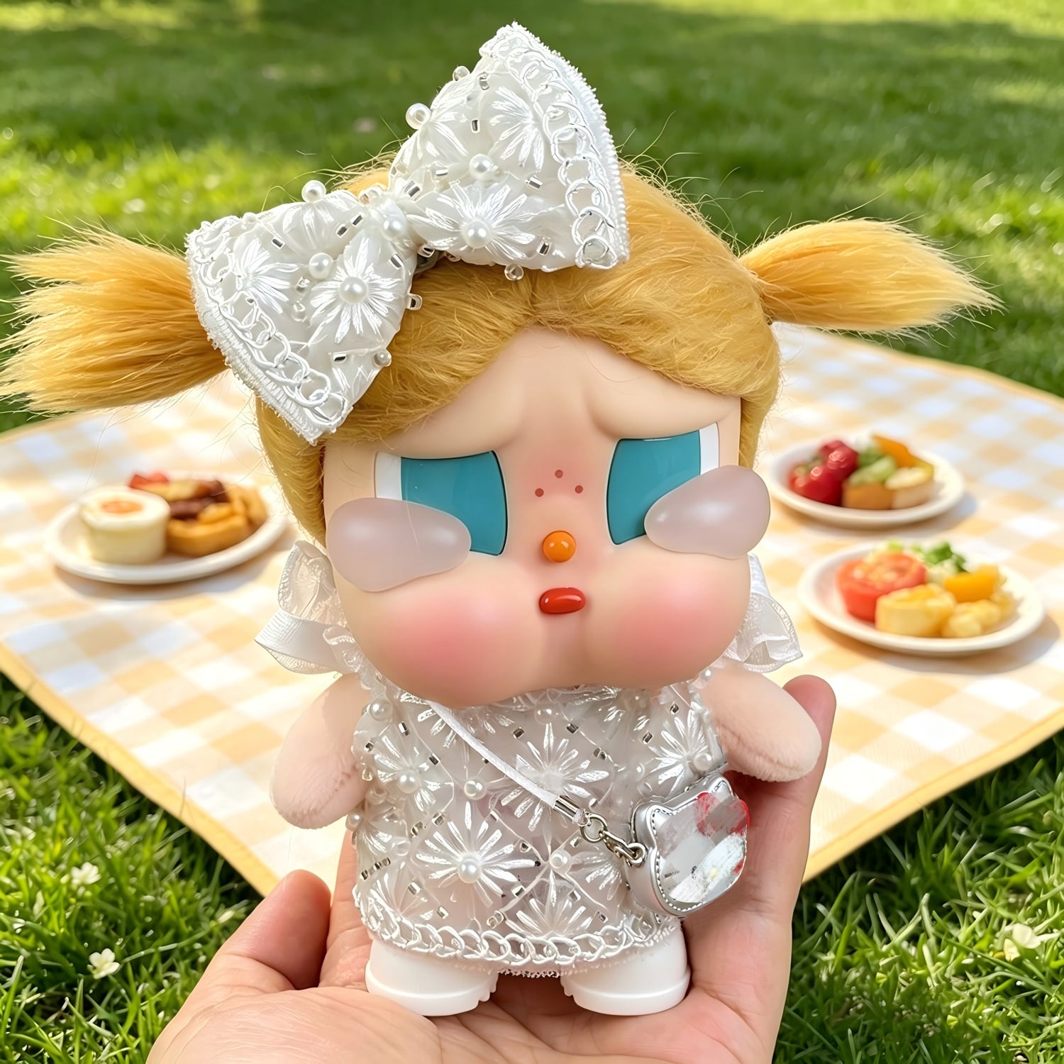 BABYL グッズセット バラ売り不可 Labubu 1-3代/crybaby用 エレガント パールワンピース+ヘア
