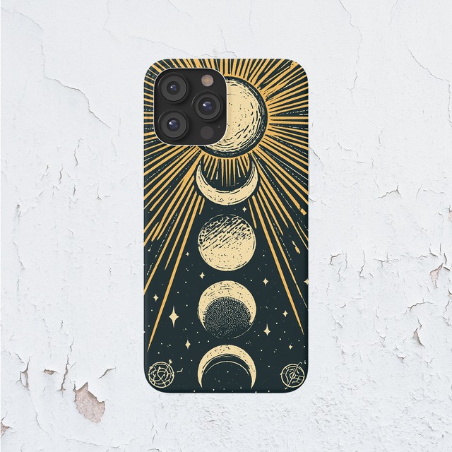 受注生産 iPhoneケース 太陽と月相のゴールド星図｜天体図風 STAR009B