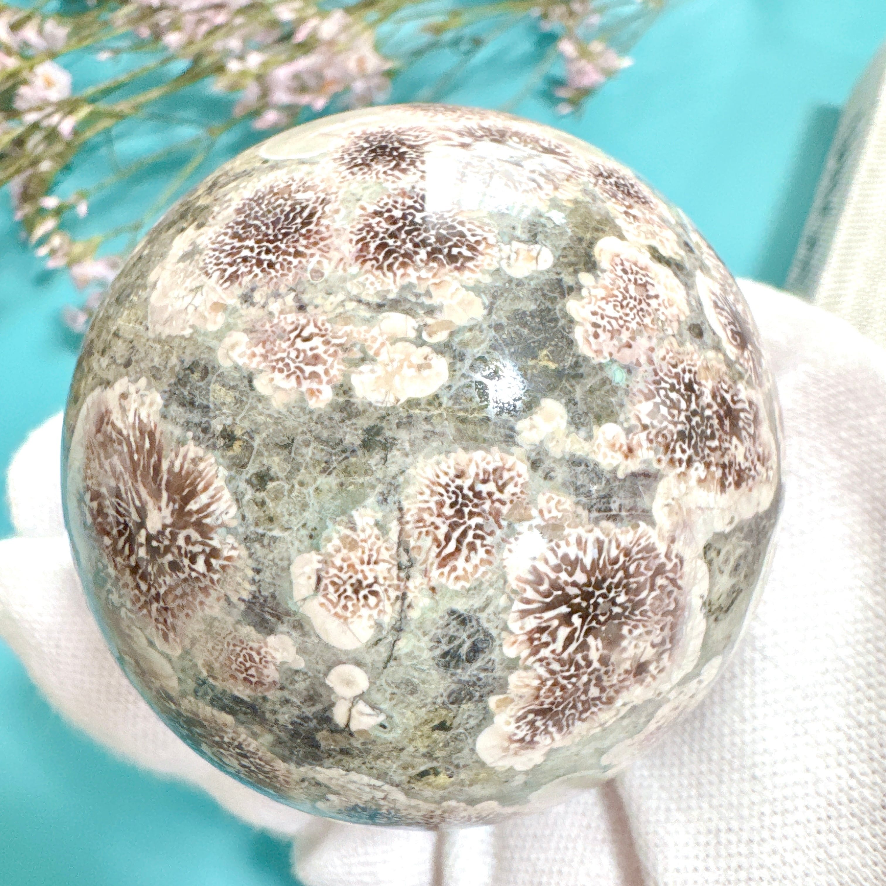 グリーンフラワージャスパー スフィア 丸玉 天然石 | Rinolis-interior