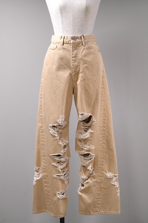 【BELPER】TWISTED DENIM PANTS - beige